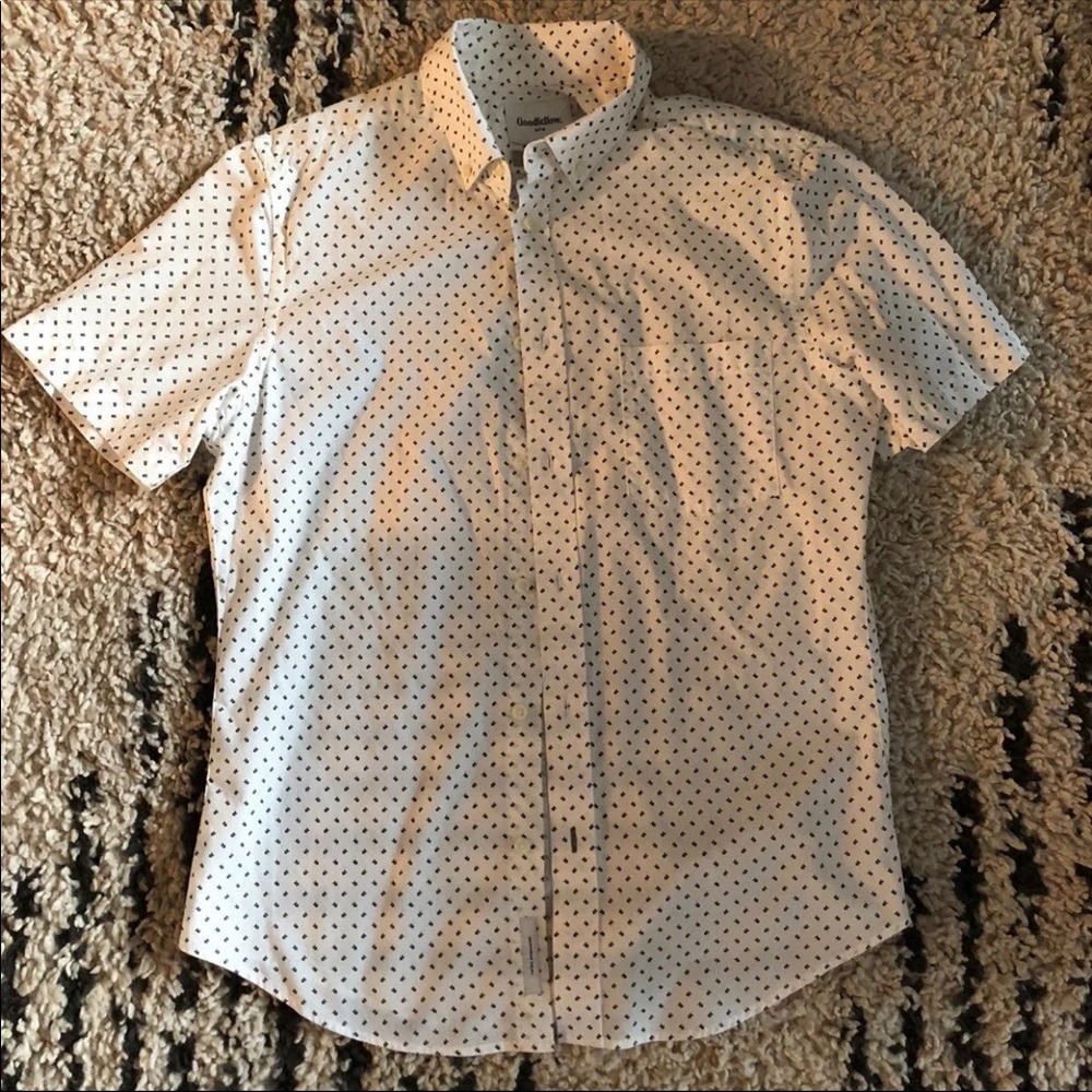 Good fellow white print men’s shirt